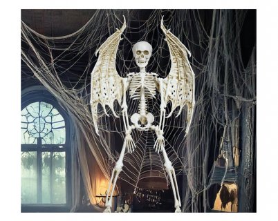 Decorative hanging skeleton with wings for a Halloween theme party