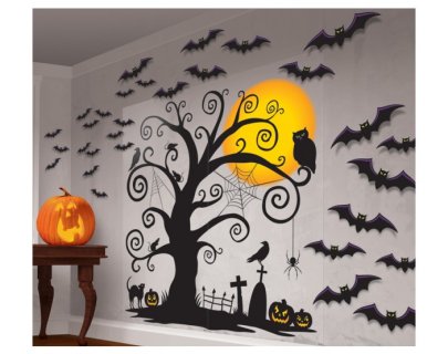 Haunted place scene setter for wall decoration in a Halloween party 32pcs