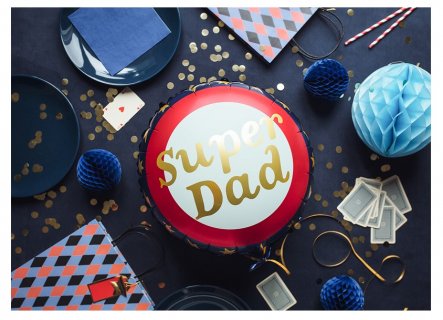 Στρογγυλό foil μπαλόνι με χρυσό μήνυμα Super Dad