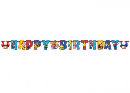 Super Mario Bros Happy Birthday γιρλάντα για πάρτυ γενεθλίων 190εκ