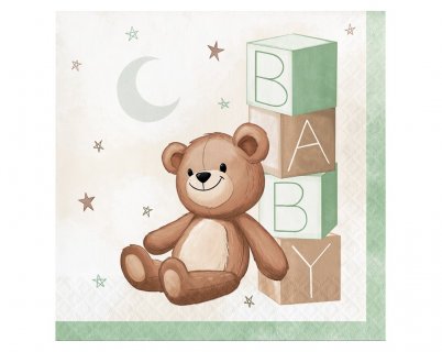 Teddy bear χαρτοπετσέτες για Baby Shower 16τμχ
