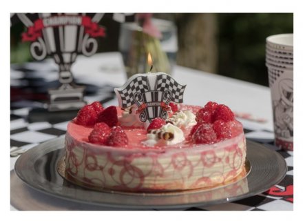 Birthday cake candle for a formula theme party