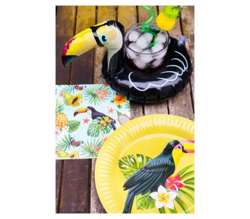 Luncheon napkins for a tropical theme party with Toucan parrots
