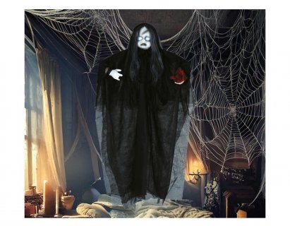 Scary doll hanging decoration for a Halloween party