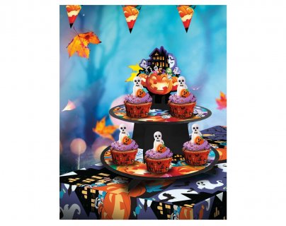 Διώροφη βάση για cupcakes για Halloween πάρτυ με θέμα τις Κολοκύθες και τα φαντάσματα