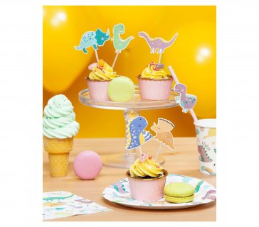Decorative picks with the happy dinosaurs design in pastel colors