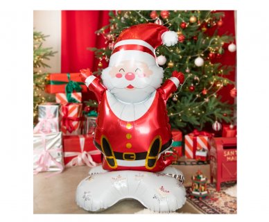 Self standing foil balloon in the shape of Happy Santa for Christmas