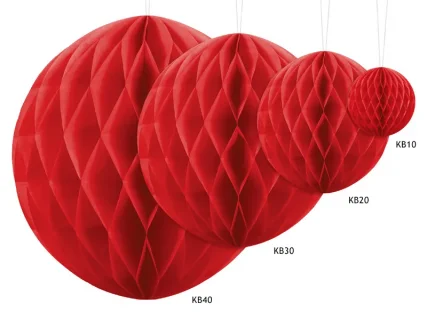 Χάρτινη διακοσμητική κυψελωτή μπάλα των 10εκ σε κόκκινο χρώμα