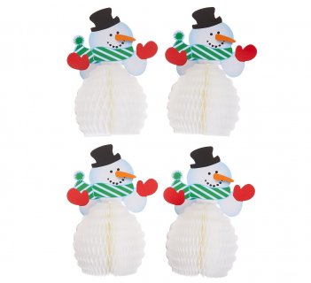 Honeycomb table decorations for Christmas with snowman theme