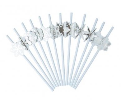 Snowflakes paper straws 12pcs