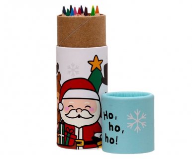 Set of coloring pencils in a Christmas pot