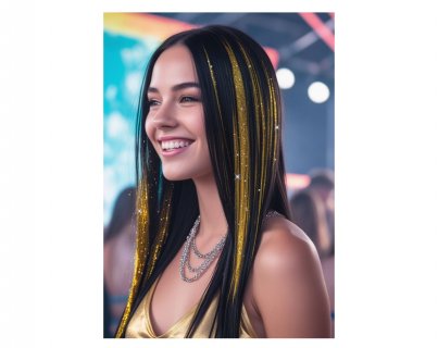 Gold hair extensions, party accessories