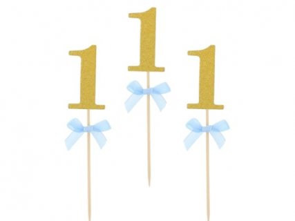 gold-glitter-decorative-picks-with-number-1-and-blue-bows-first-birthday-party-accessories-rvpbrn