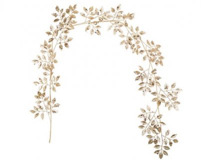 Gold garland with artificial leaves 150cm