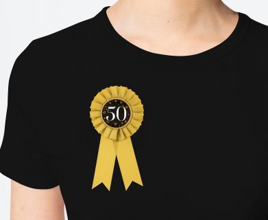 Wearable party accessories, golden rosette with the number 50