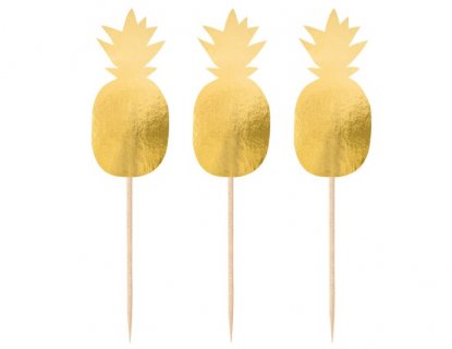 Gold pineapples decorative picks 20pcs