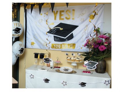Yes you did it polyester flag for a graduation theme party decoration