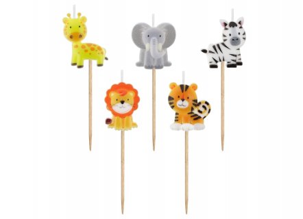 Animals of the Jungle cake candles 5pcs