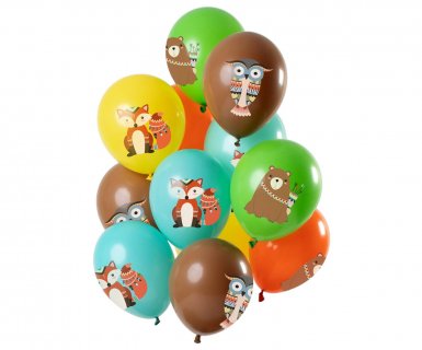 Latex balloons with colorful print the forest animals