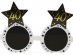 40 white glasses with black stars