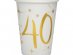 White paper cups with gold foiled 40 print