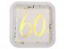 White square large paper plates with gold foiled number 60 print 10pcs