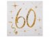 White beverage napkins with gold foiled number 60 print 20pcs
