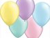 Assortment of latex balloons in pastel pearlized colors.