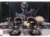 Large fabric banner in black color with the resurrected skeleton design for a Halloween theme party