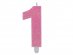 Number 1 birthday cake candle in pink color with glitter 8cm