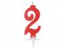 Κόκκινο κεράκι για τούρτα γενεθλίων με τον αριθμό 2 σε καλλιγραφικό σχήμα 7εκ