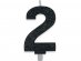 Number 2 birthday cake candle in black color with glitter 8cm