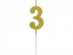 Number 3 gold cake candle 4cm