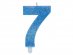 Κεράκι για τούρτα γενεθλίων με τον αριθμό 7 σε γαλάζιο χρώμα με γκλίτερ 8εκ