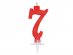 Number 7 red calligraphic birthday cake candle 7cm