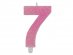 Number 7 birthday cake candle in pink with glitter color 8cm