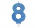 Κεράκι για τούρτα γενεθλίων με τον αριθμό 8 σε γαλάζιο χρώμα με γκλίτερ 8εκ