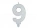 Number 9 birthday cake candle in white with glitter color 8cm