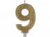 Κεράκι για τούρτα γενεθλίων με τον αριθμό 9 σε boho χρώμα με χρυσό γκλίτερ 8εκ