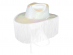 White iridescent hat with fringe