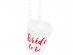 White bead necklace with a shot glass and fucshia Bride to Be print for a bachelorette party