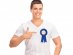 Blue color rosette badge with gold Best Dad letters