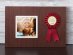 Red rosette badge, wearable party accessories for Mothers Day.
