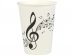 White paper cups with black musical notes print 10pcs