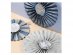 Decorative fans in cream and blue color with baby boy letters, stork and baby carriage design