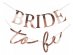 Bride to Be garland in rose gold metallic color 150cm