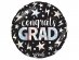 Congrats Grad foil balloon in black color with stars 45cm