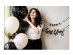 Black foil balloon with creme Happy Birthday print