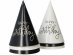 Creme black Happy Birthday mini party hats 6pcs
