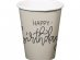 Creme black Happy Birthday paper cups 8pcs